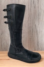 Kickers Women Tall Boots Biker Punk Zip/Strap Black Leather  US 7.5,  EU 38