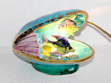 VALLAURIS PRETTY OLD NIGHTLIGHT LAMP OYSTER FISH MOLD, ENAMELLED CERAMIC