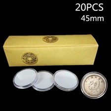 Lot de 20 étuis ronds transparents 45 mm porte-capsule de rangement pour pièce