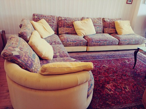Canape angle tissu vintage - canape,