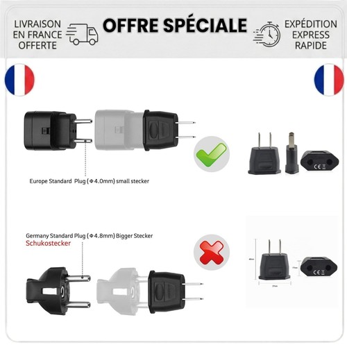 Adaptateur voyage prises eu - voyage, 3