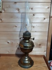 Vintage Sherwoods Brass Oil Paraffin Lamp with Glass Chimney & Wicks Untested