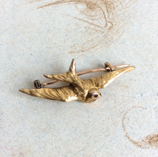 Broche Hirondelle Plaqué Or