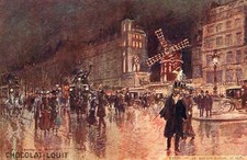 PARIS Le Moulin Rouge le soir Illustrated by Stein Pub Chocolat Louit