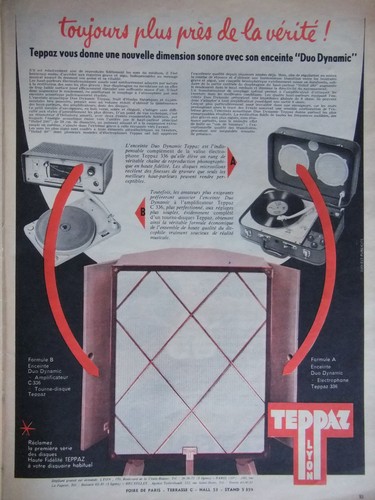 Publicité 1958 tourne disque - publicitÉ, tourne-disque