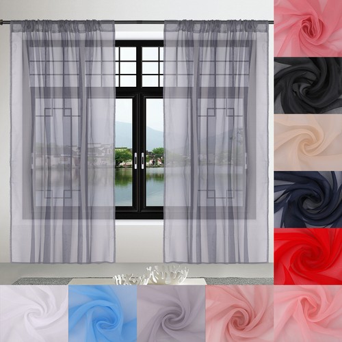 Voile uni rideaux paire - voile,