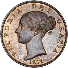 1857 Halfpenny S3949 BMC 1545 With incuse dots UNC