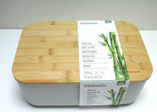 BRABANTIA Boite à Pain PURE - couvercle Bambou / plastique gris clair - 5500 ml