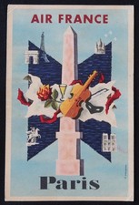 Carte postale publicitaire AIR FRANCE Paris illustrateur Lancaster