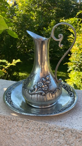 Ancien pichet etain signe - pichet,