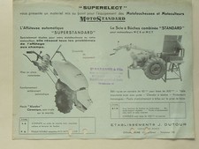 Prospectus  Motoculteur MOTOSTANDARD Scie  non daté  brochure catalogue tracteur