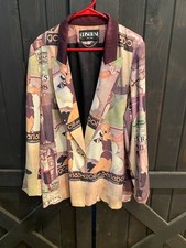 Vintage Cache Criscione Multiart Retro Golf Print & Button Details Size Large