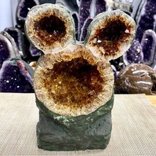 9.89LB Natural Citrine Geode Quartz Crystal Cluster Mineral Specimen Healing