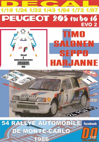 Decal peugeot 205 t16 timo - decal, e2