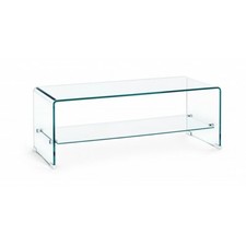 Petite Table De Sofa Salon Rectangulaire Verre Moderne Design Iris Avec Étagère