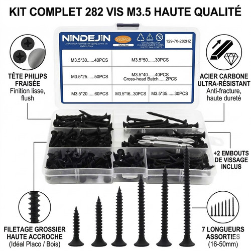 Kit 282 vis placo noir - vis,