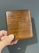Antique Wooden Box Design Initials Gold Inlaid Smoking Cigarette Holder Case