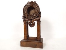 19th Century Black Forest Carved Wood Pendulum Portico Bird Shell