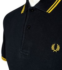 Fred Perry M1200 Polo Size M 40" Black/ New Yellow Vtg Y2K Ska Mod Workwear