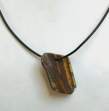 Pendentif plaque fine pierre naturelle oeil de tigre 3,5 cm vendu sans cordon