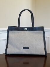 $1200  Just Campagne Confort 1 CX French Handbag Purse - Togo Indigo/Canvas Bleu