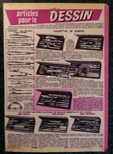 Compas pantographe regles table à dessin lot 4 pages  publicité 1961
