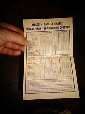 Old brochure schedule Régie Départementale Tramway de l'Ain 1955.1957 Mâcon