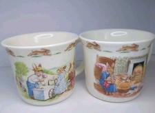 Pair Vtg 1988 Royal Doulton Bunnykins 1 Handle Hug Mug Bone China Bath Ice Cream