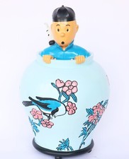 Très belle figurine en résine et bois  potiche TINTIN   Hauteur : 53 cm 