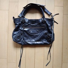 Balenciaga The First 2way Shoulder Bag Hand Bag Black Auth w/mirror dust bag