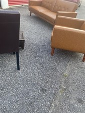 Leather Sofa Futon with Matching Chair Orange Color Modern & Contemporary