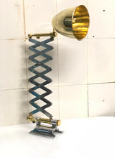 Vintage Swing Arm Scissor Lamp: Aluminum & Brass Stretchable Wall-Mounted Design