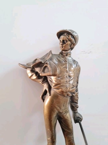 Statue bronze argenté - bronze, jockey