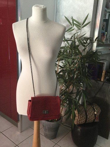 Sac pochette cuir - , rouge