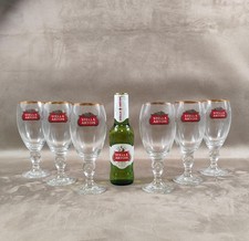 Lot of 6 Stella Artois Glass Beer Glasses Made in France Vintage 1980
