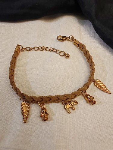 Bracelet cuir torsadé beige - bracelet,