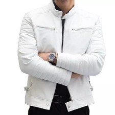 Veste en cuir blanc pour homme