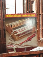 Ancien métier à tisser Mako en bois vintage pour collection ou décoration rétro