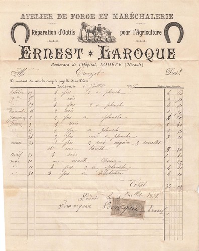 Vieux papier facture ernest - papier,