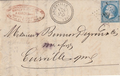 Angerville lettre 1867 - angerville, 55