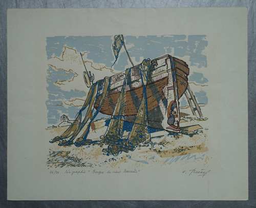Sérigraphie barque vieux - sérigraphie,