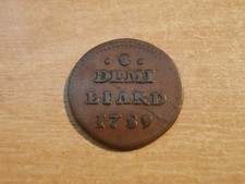 1/2 Demi Liard  1789  Brussels, Austrian Netherlands, Joseph II. Austria-Hungary