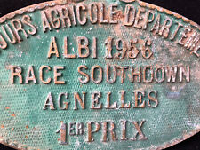 Concours Agricole Départemental plaque Albi Tarn 1956 Agnelles 1st Prize 