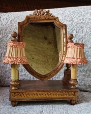 ANCIEN MIROIR PSYCHÉ DE TABLE EN BOIS DORÉ XIXE