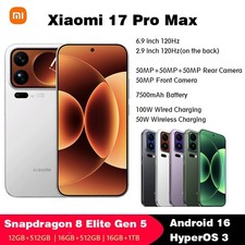 Original Xiaomi 17 Pro Max 6.9'' Dual Screen Snapdragon 8 Elite Gen 5 Android 16