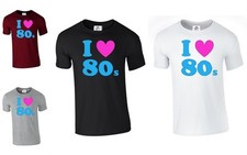I Love Coeur 80s The 80's Unisexe Rétro Pop Costume Déguisement (80's, T Shirt )