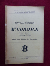 liste des pièces de rechange rateau faneur Mc CORMICK  type CL 1 de 1933