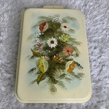 Vintage Tole Painted Floral Design Aluminum Cake Pan 8.5 x 12"