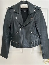 MAJE Basalti Lambskin Leather Biker Jacket Green Size 38 Motorcycle Rare $595