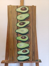 Tableau d'avocat moderne peint à la main sur toile acrylique 30 x 60 cm